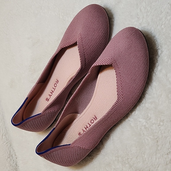 Rothy's The Flat Begonia Pink Knit Fabric Slip On Ballet Flats Bubble Gum Sz 9 - Picture 3 of 16